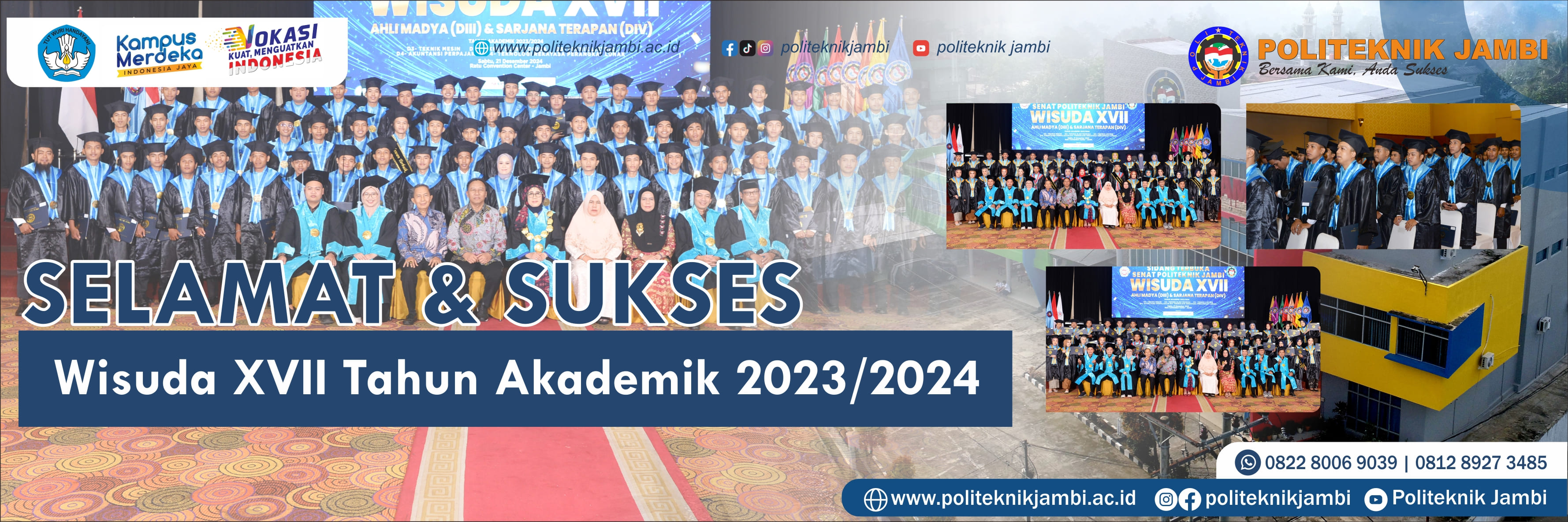 Politeknik Jambi Gelar Sidang Senat Terbuka Wisuda XVII Tahun Akademik 2023/2024