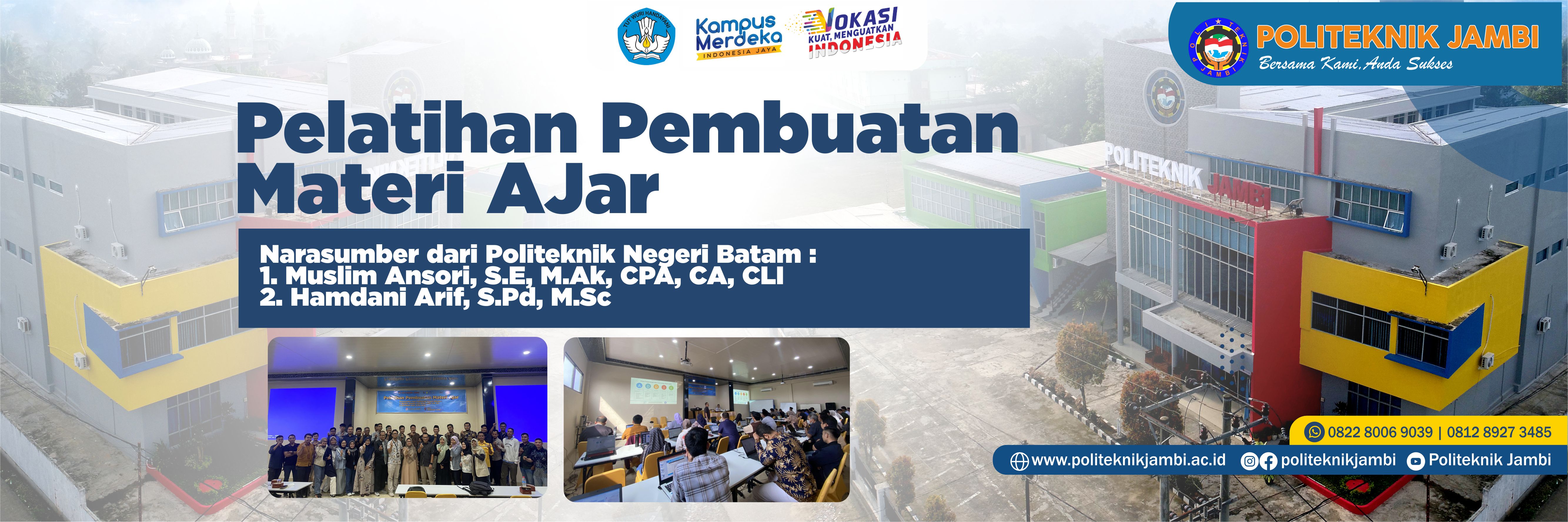 Politeknik Jambi Gelar Pelatihan Pembuatan Materi Ajar Bersama Narasumber dari Politeknik Negeri Batam